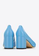 Pantofi damă din piele clasici din piele cu toc pătrat, albastru, 96-D-501-Z-37, Fotografie 5