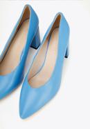 Pantofi damă din piele clasici din piele cu toc pătrat, albastru, 96-D-501-7-35, Fotografie 8