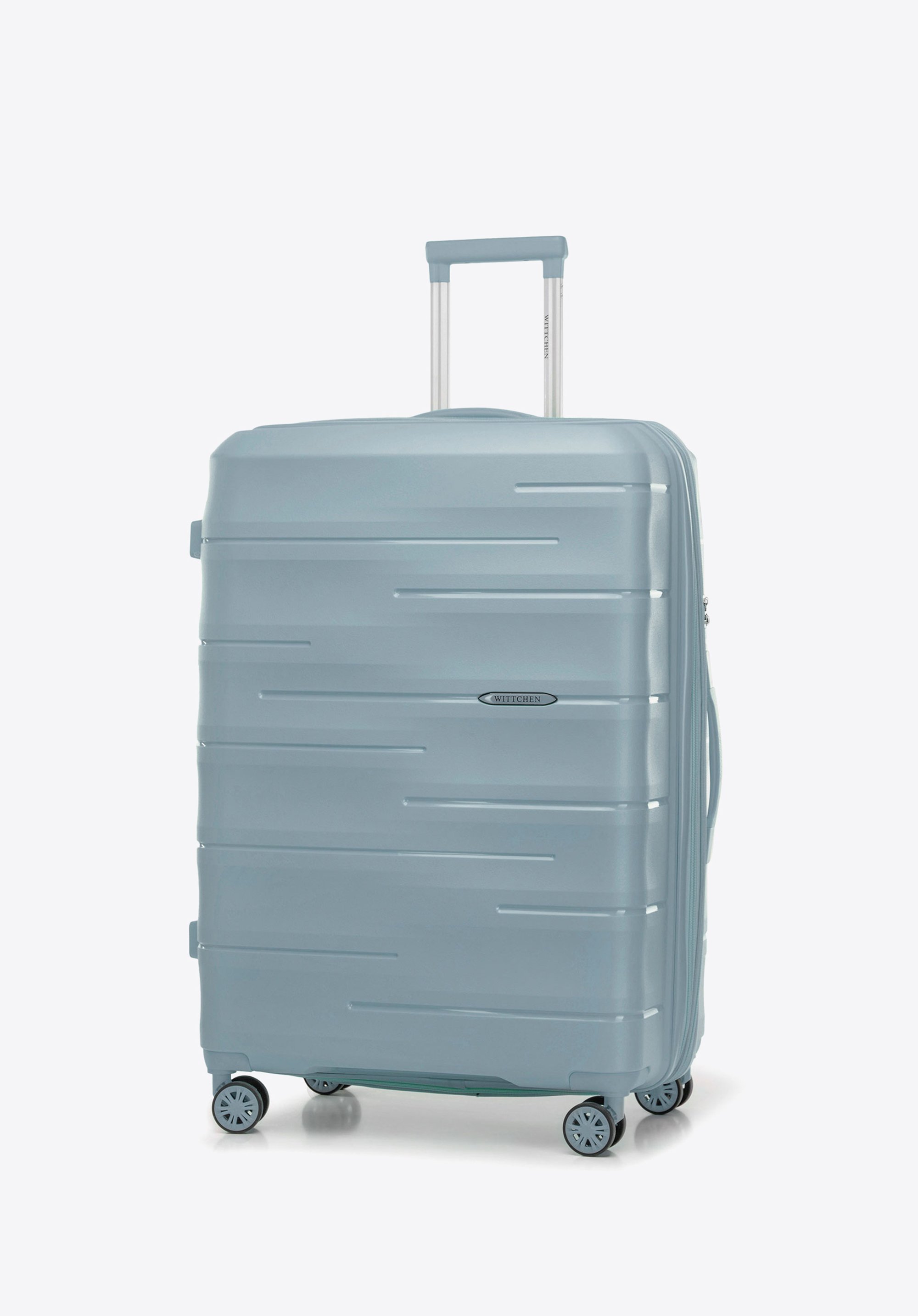 Valiză mare din polipropilenă cu dungi în relief, albastru, 56-3T-143-B-00, Fotografie 1