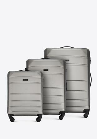 Set valize ABS canelate, șampanie, 56-3A-65S-86, Fotografie 1