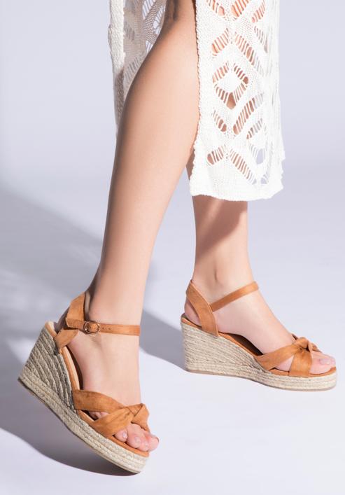 Sandale cu platformă pentru femei cu noduri decorative, arămiu, 96-DP-803-N-38, Fotografie 15