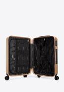 Közepes méretű bőrönd ABS-ből átlós vonalakkal, Arany, 56-3A-742-85, Fénykép 5