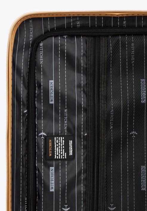 Nagy bőrönd ABS-ből átlós vonalakkal, Arany, 56-3A-743-30, Fénykép 8