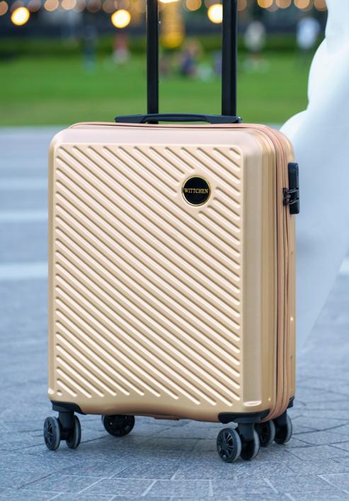 Kabinbőrönd ABS-ből átlós vonalakkal, Arany, 56-3A-741-85, Fénykép 31