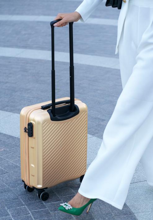 Kabinbőrönd ABS-ből átlós vonalakkal, Arany, 56-3A-741-85, Fénykép 33