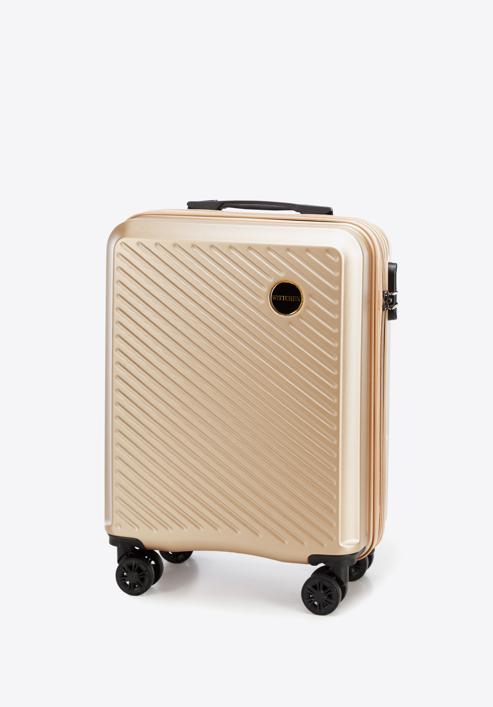 Kabinbőrönd ABS-ből átlós vonalakkal, Arany, 56-3A-741-85, Fénykép 4