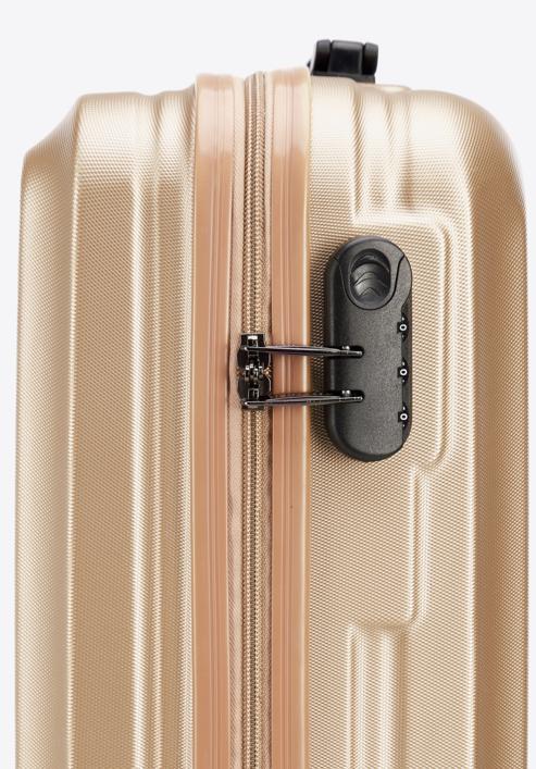 Kabinbőrönd ABS-ből átlós vonalakkal, Arany, 56-3A-741-80, Fénykép 7