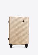 Nagy bőrönd ABS-ből átlós vonalakkal, Arany, 56-3A-743-80, Fénykép 1