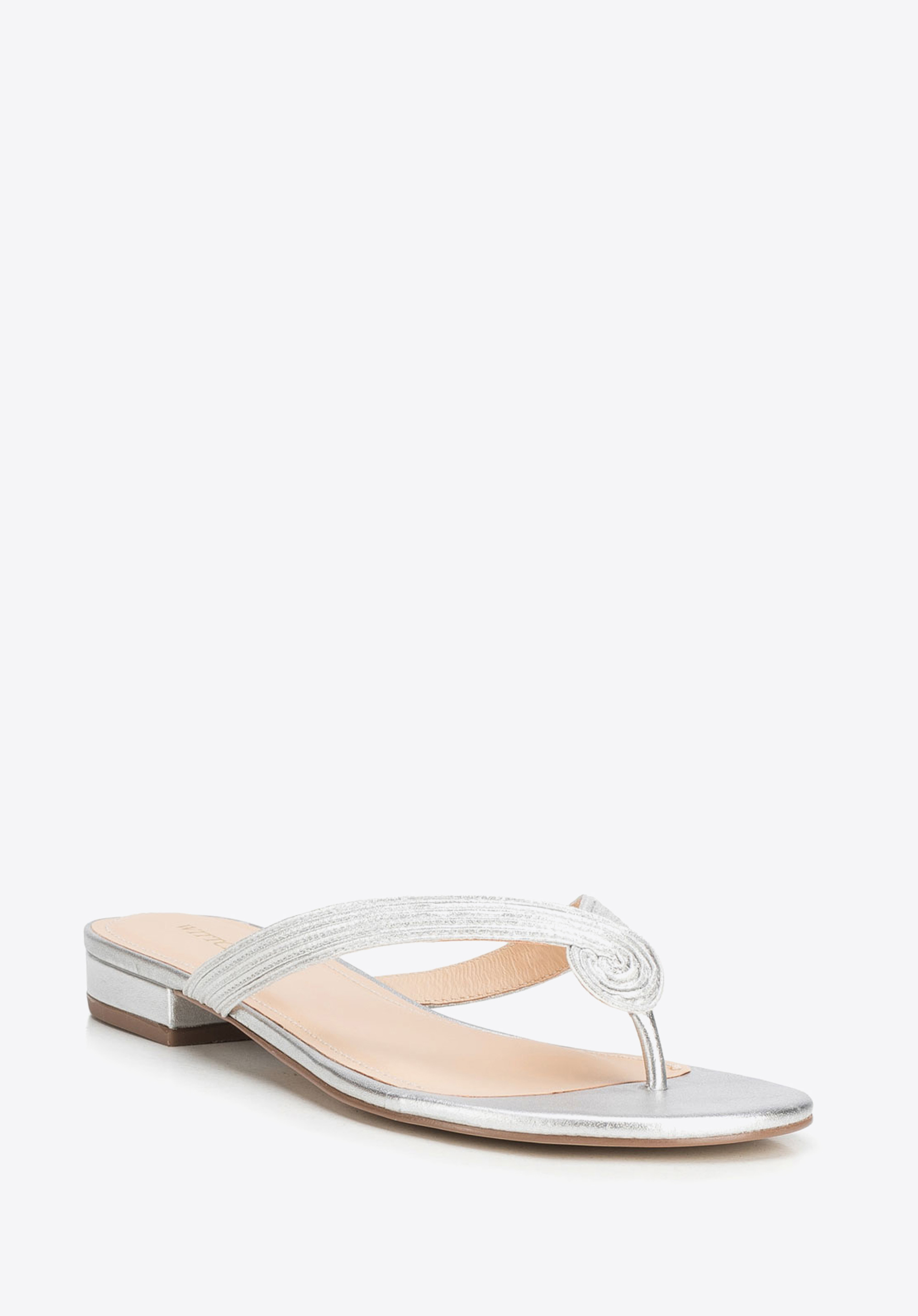 Flip-flops textili de damă, argintiu, 88-D-755-S-37, Fotografie 1