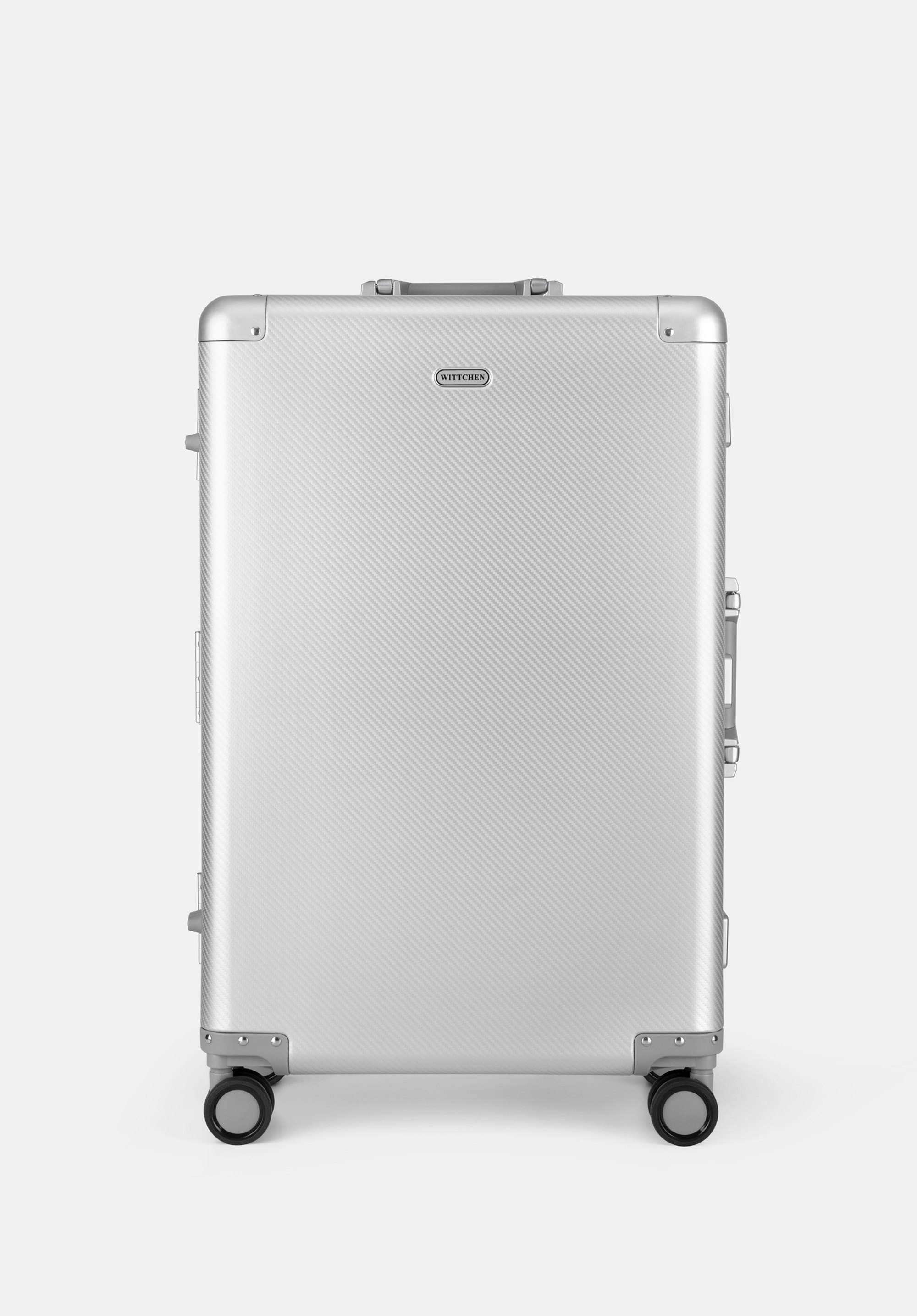 Valiză medie din aluminiu cu roţi, argintiu, 56-3H-102-12M, Fotografie 1