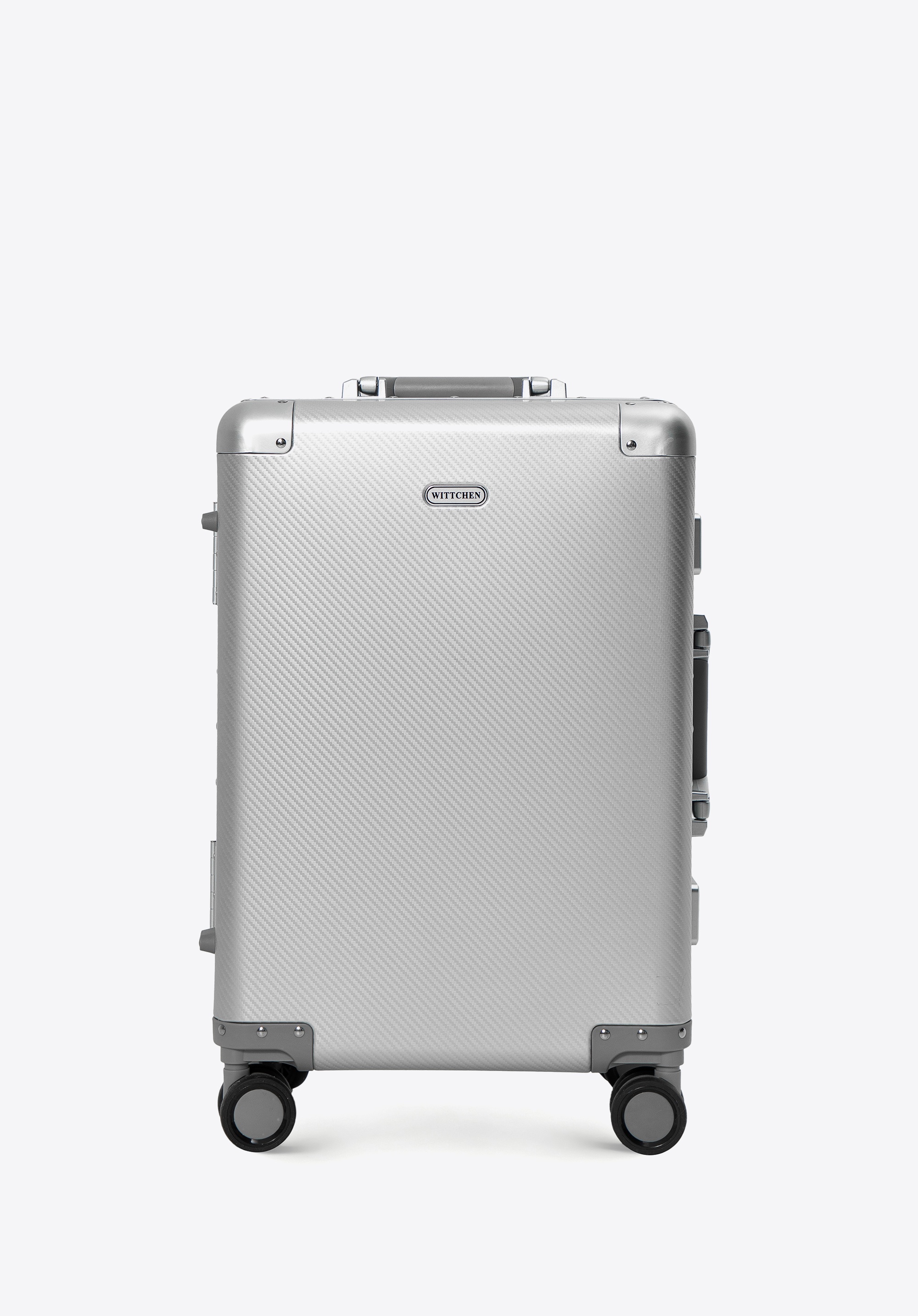 Valiză mică cu roți din aluminiu, argintiu, 56-3H-101-12M, Fotografie 1