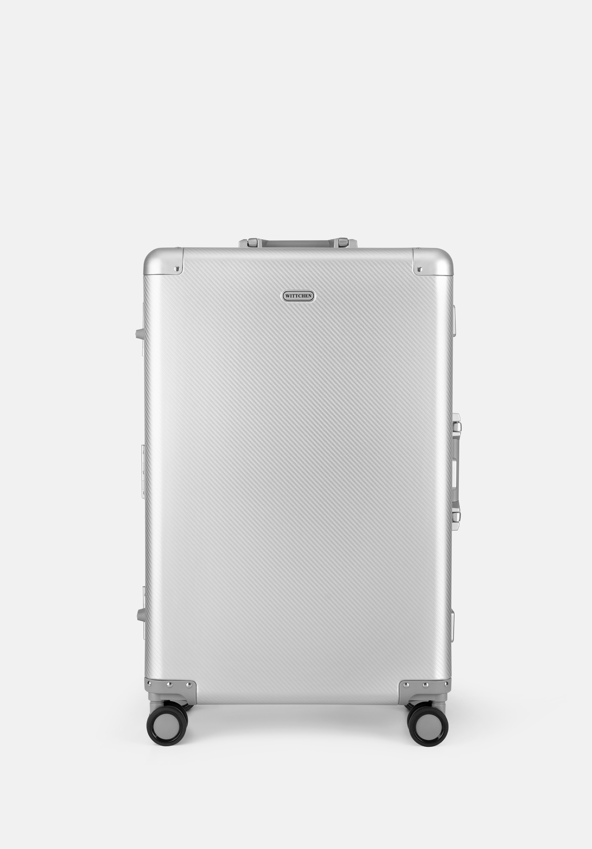 Valiză medie din aluminiu cu roţi, argintiu, 56-3H-102-8M, Fotografie 1