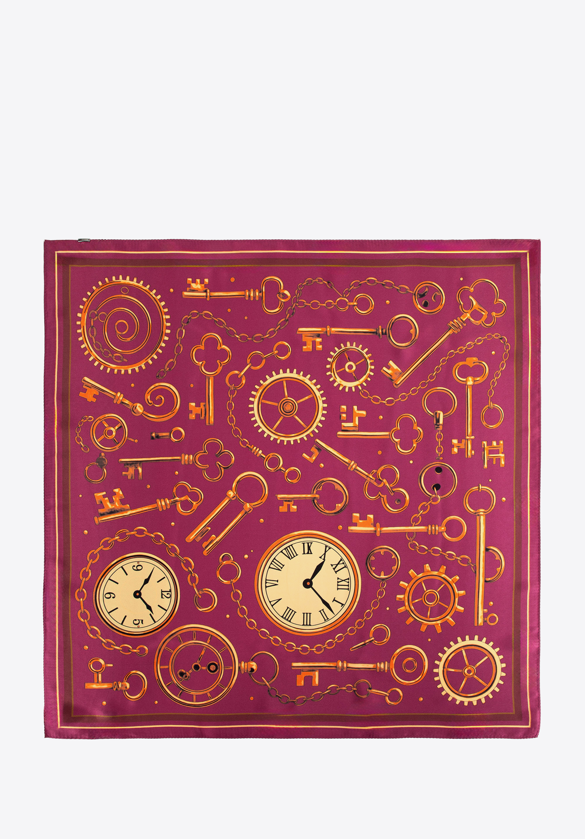 Șal de mătase pentru femei cu imprimeu vintage decorativ, auriu-burgund, 103-7D-S02-X13, Fotografie 1