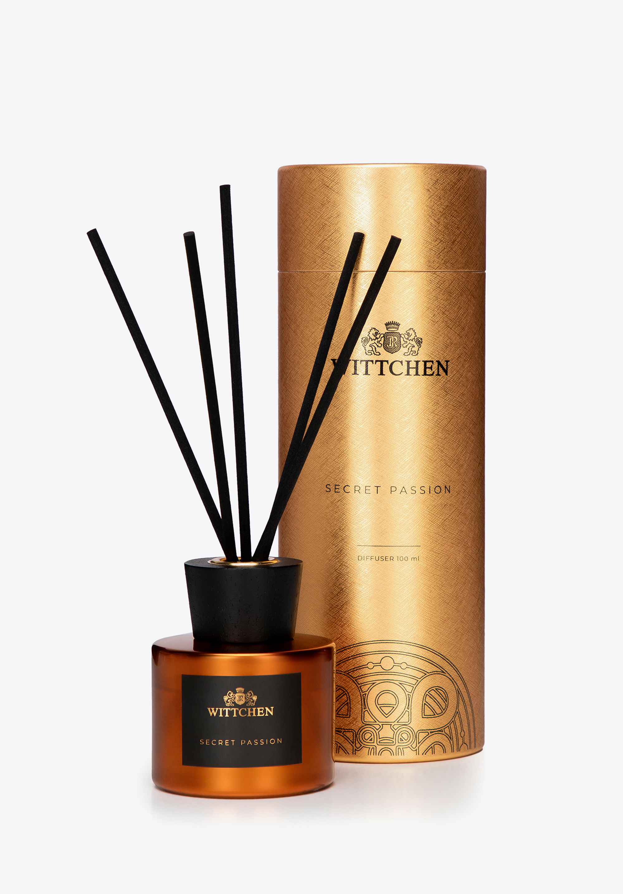 Mic difuzor din sticla cu stuf - Secret Passion, auriu, 1-HD-100-G, Fotografie 1