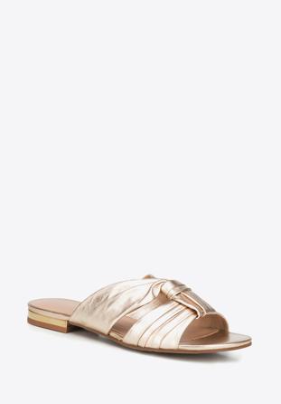 Sandale de damă din piele cu volane, auriu, 88-D-257-G-35, Fotografie 1
