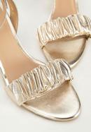 Sandale de damă din piele șifonată cu toc lat, auriu, 94-D-804-G-40, Fotografie 7