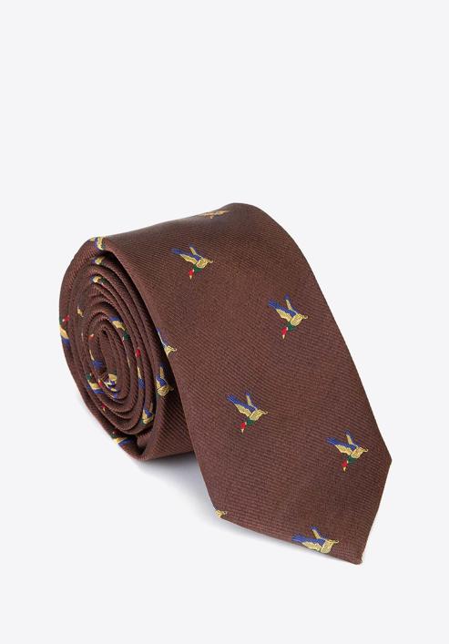 Mintás selyem nyakkendő, barna-arany, 92-7K-001-X5, Fénykép 1