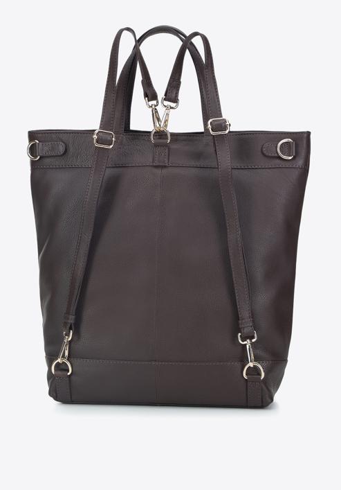 Női bőr shopper táska hátizsák funkcióval, barna-arany, 95-4E-019-44, Fénykép 3