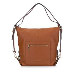 Bőr táska kézitáska hátizsák funkcióval, barna, 93-4E-610-5, Fénykép 1