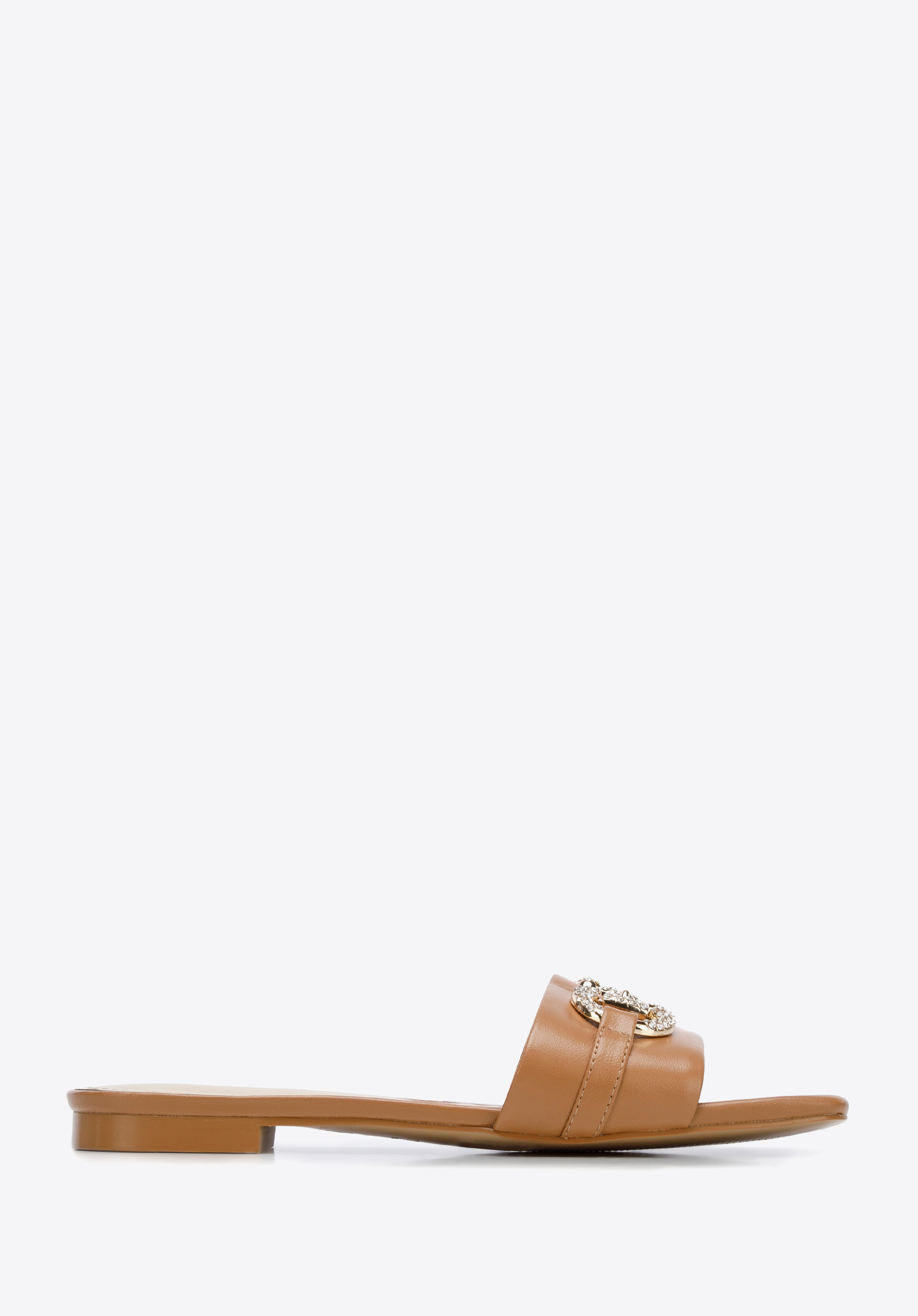 Női bőr flip-flop fényes csattal, barna, 96-D-511-9-38, Fénykép 1