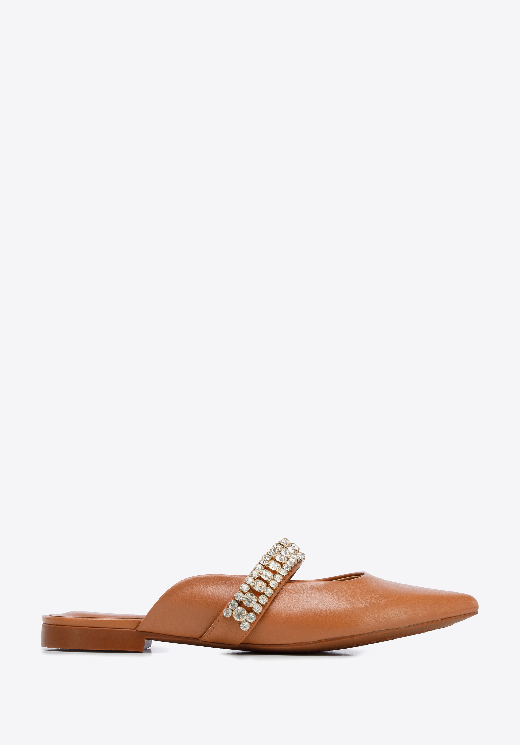 Női bőr flip-flop fényes pánttal