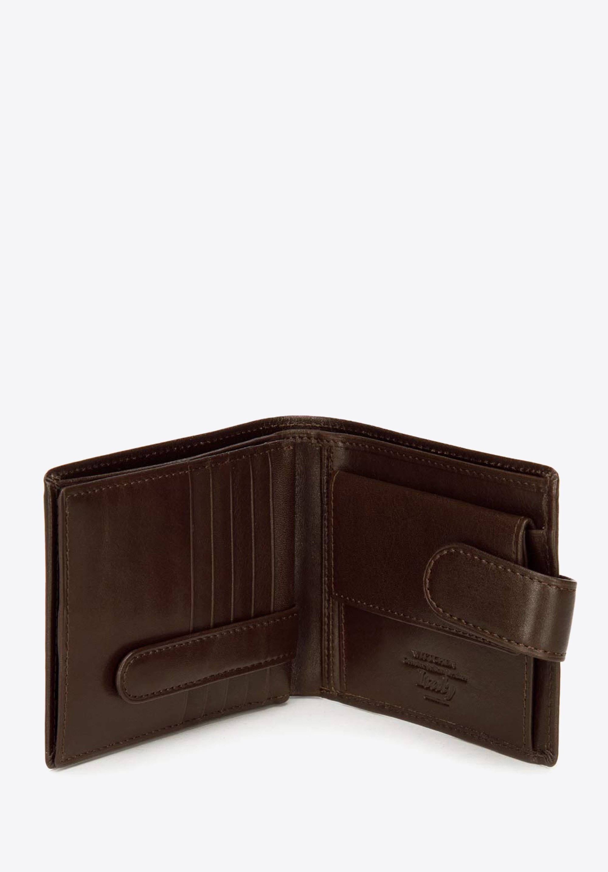 Csattal zárható férfi bőr pénztárca, barna, 21-1-125-40, Fénykép 1