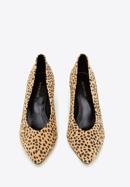 Állatszőr mintás női magassarkú cipő, barna fekete, 96-D-500-9-35, Fénykép 2