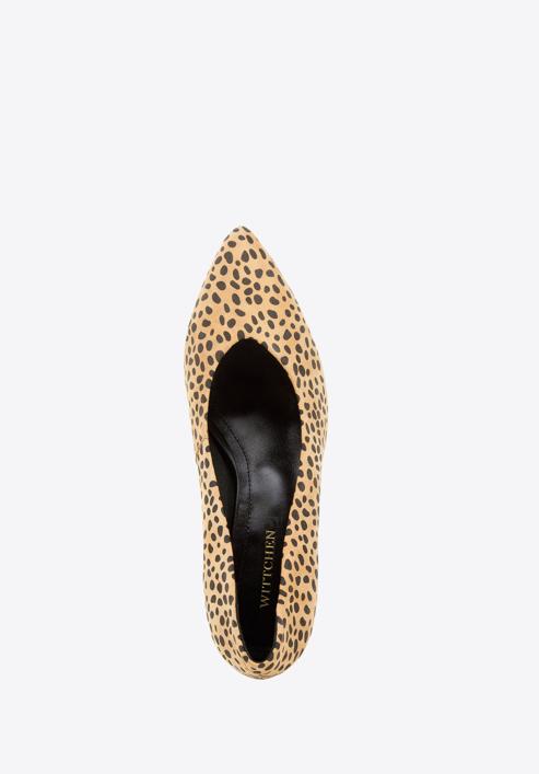 Állatszőr mintás női magassarkú cipő, barna fekete, 96-D-500-5-40, Fénykép 4