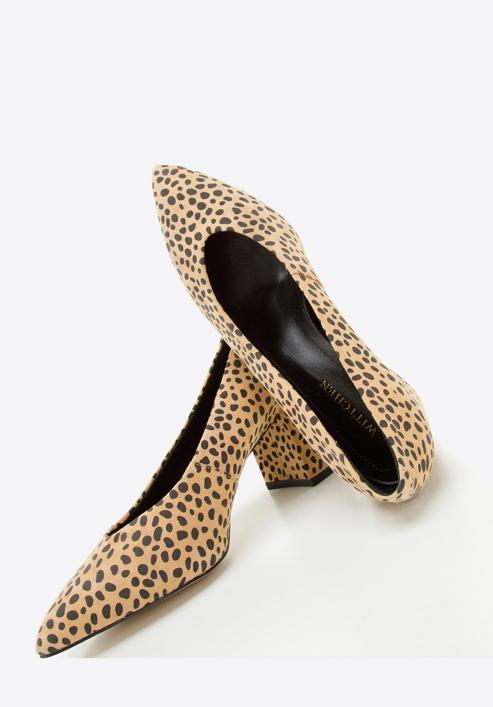 Állatszőr mintás női magassarkú cipő, barna fekete, 96-D-500-9-35, Fénykép 8