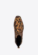Leopárdmintás női bőr bokacsizma, barna fekete, 95-D-509-5-35, Fénykép 5