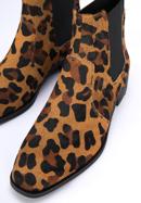 Leopárdmintás női bőr bokacsizma, barna fekete, 95-D-509-5-35, Fénykép 8
