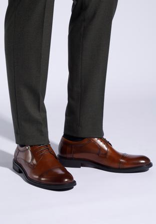Férfi bőr Derby cipő, barna, 96-M-504-5-41, Fénykép 1