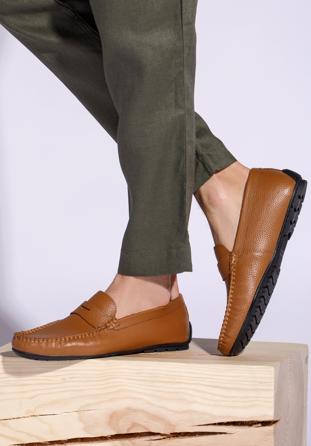Férfi bőr mokaszin cipő, barna, 94-M-903-5-45, Fénykép 1