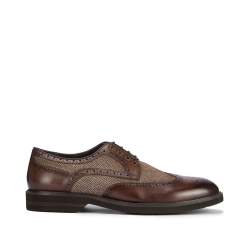 Férfi bőr brogues félcipő halszálka mintával, barna, 95-M-501-4-44, Fénykép 1