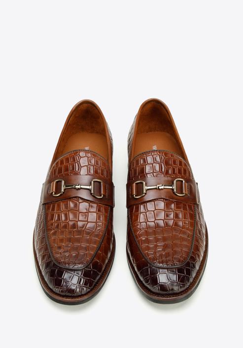 Férfi krokodilmintás bőr cipő, barna, 97-M-508-1-45, Fénykép 3