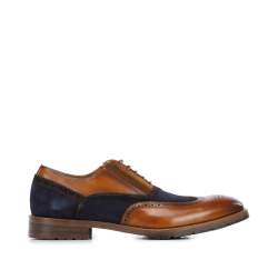 Férfi oxford cipő kétféle bőrből, barna, 96-M-705-5-45, Fénykép 1