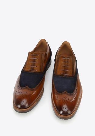 Férfi oxford cipő kétféle bőrből, barna, 96-M-705-5-42, Fénykép 1