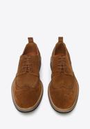 Férfi velúrbőr cipő kontrasztos szálakkal, barna, 96-M-703-4-41, Fénykép 2