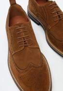 Férfi velúrbőr cipő kontrasztos szálakkal, barna, 96-M-703-5-40, Fénykép 7