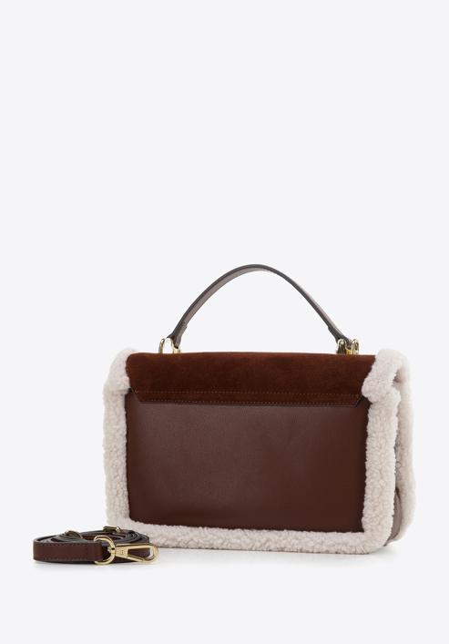 Bőr táska teddy műszőrmével, barna-krémes, 97-4E-607-4, Fénykép 2