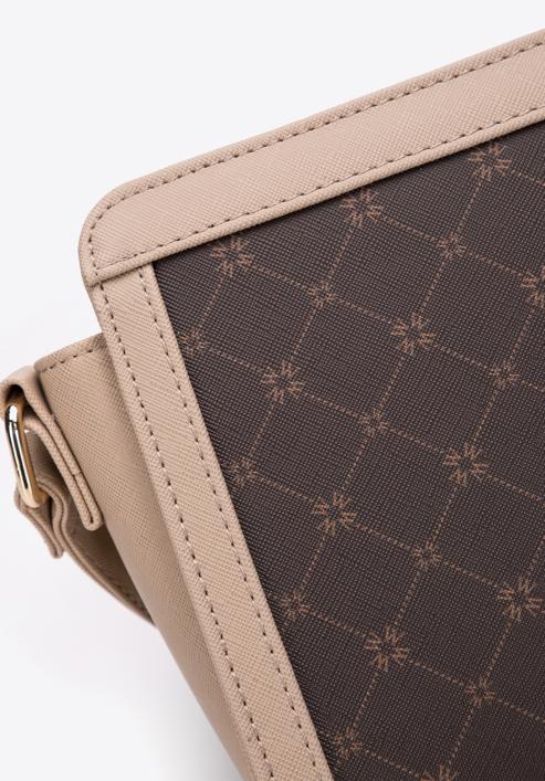 Monogramos saffiano textúrájú műbőr crossbody táska, barna, 97-4Y-203-4, Fénykép 4