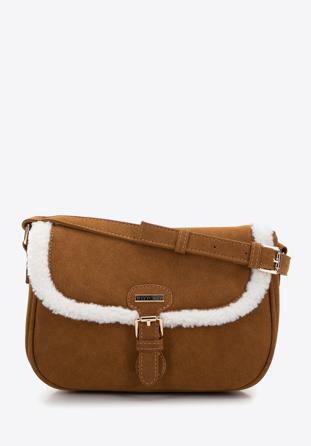 Műszőrme crossbody táska, barna, 97-4Y-501-4, Fénykép 1