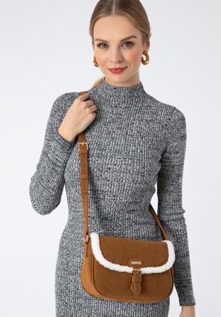 Műszőrme crossbody táska, barna, 97-4Y-501-4, Fénykép 1