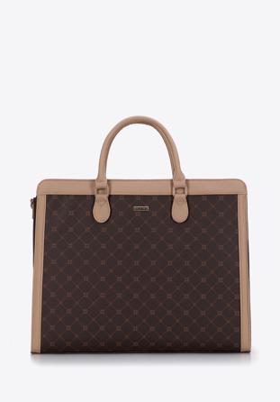 Nagy saffiano textúrájú műbőr táska, barna, 97-4Y-202-4, Fénykép 1