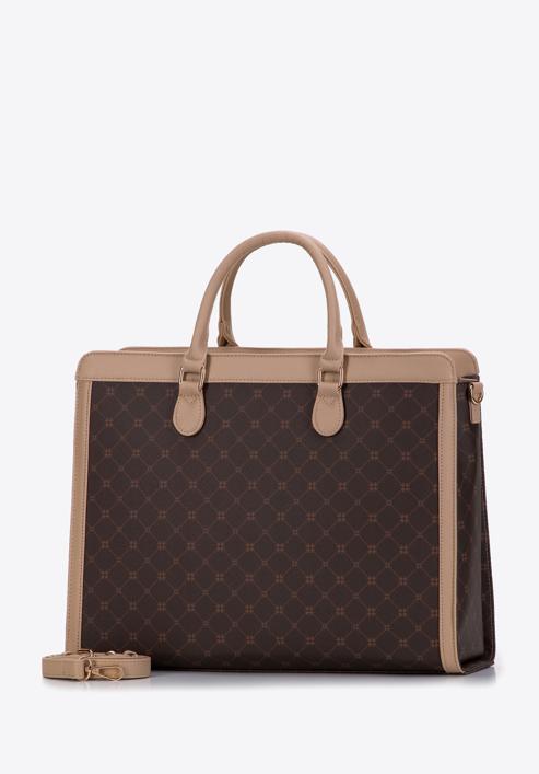 Nagy saffiano textúrájú műbőr táska, barna, 97-4Y-202-4, Fénykép 3