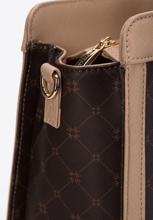 Nagy saffiano textúrájú műbőr táska, barna, 97-4Y-202-4, Fénykép 4