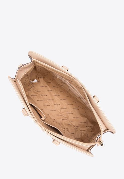Nagy saffiano textúrájú műbőr táska, barna, 97-4Y-202-4, Fénykép 5