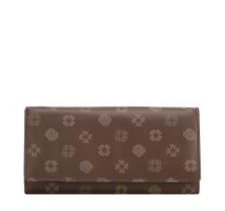 Nagyméretű monogramos női bőr pénztárca, barna, 34-1-082-4B, Fénykép 1