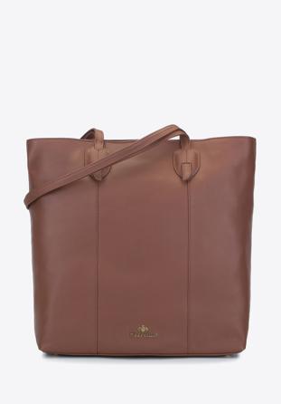 Nagyméretű női bőr shopper táska, barna, 93-4E-211-5, Fénykép 1