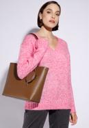 Nagyméretű női bőr shopper táska, barna, 95-4E-613-N, Fénykép 15
